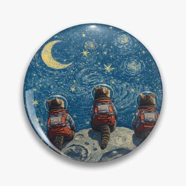 Item preview, Three Space Cats on the Moon Stargazing designed and sold by EschatonGarden.