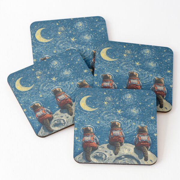 Item preview, Three Space Cats on the Moon Stargazing designed and sold by EschatonGarden.