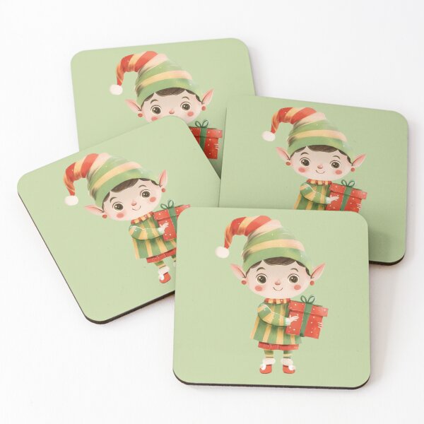 Item preview, Cute Christmas Elf with Gift designed and sold by Dew Drop Designs.