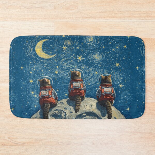 Item preview, Three Space Cats on the Moon Stargazing designed and sold by EschatonGarden.