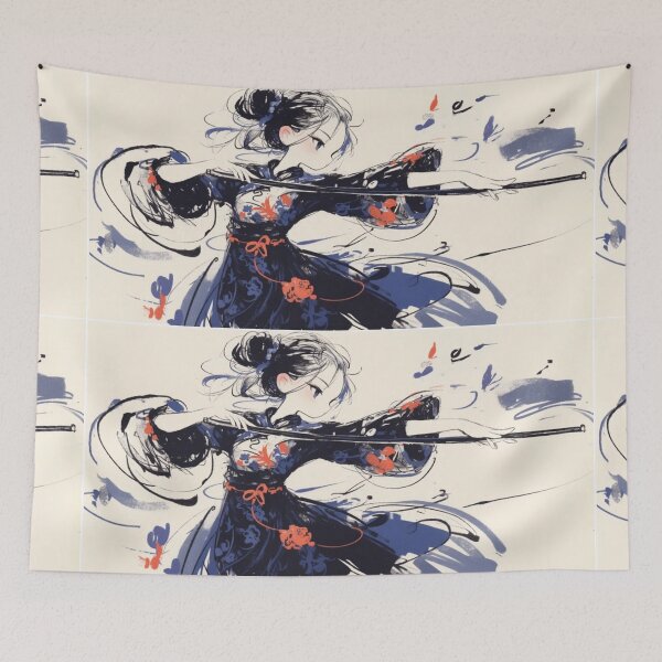 Item preview, Samurai Archer Girl – Japanese Ink Anime Aesthetic Art designed and sold by EchoWave11.