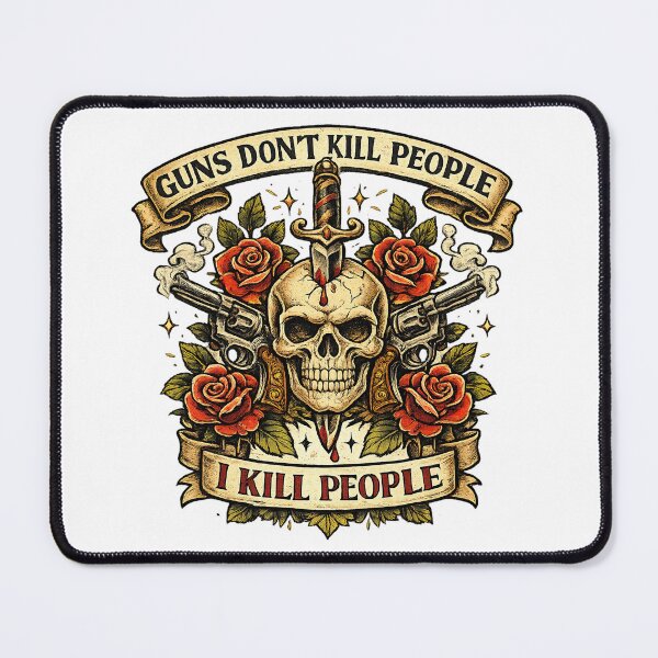 Item preview, Guns don't kill people I kill people, Retro Vintage Cow-Duck designed and sold by graphic-genie.
