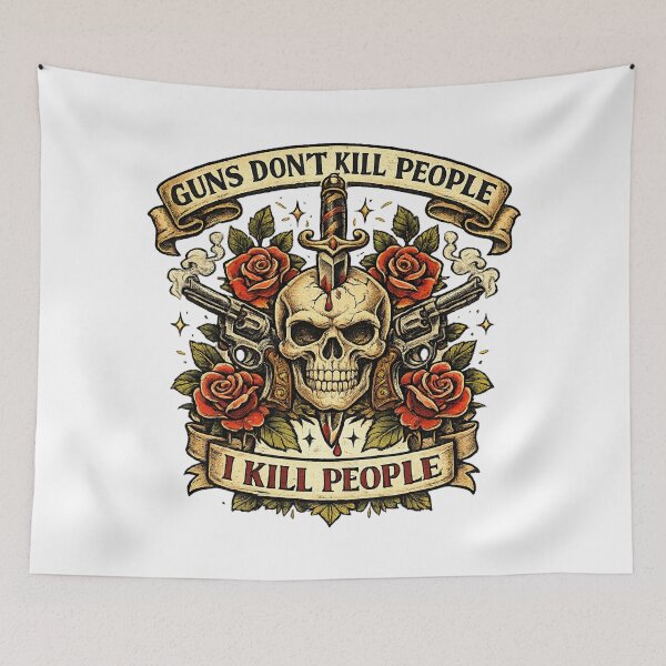 Item preview, Guns don't kill people I kill people, Retro Vintage Cow-Duck designed and sold by graphic-genie.