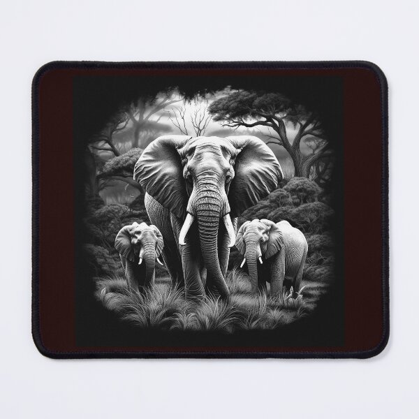Item preview, Elephant Family Black and White Safari Art designed and sold by inkoutninja.