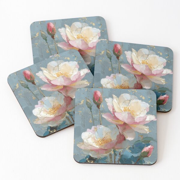 Item preview, Elegant Oil Painted Peonies with Gold Leaf Accents designed and sold by colorful-white.