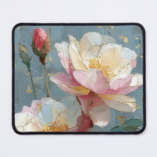 Item preview, Elegant Oil Painted Peonies with Gold Leaf Accents designed and sold by colorful-white.