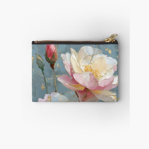 Item preview, Elegant Oil Painted Peonies with Gold Leaf Accents designed and sold by colorful-white.