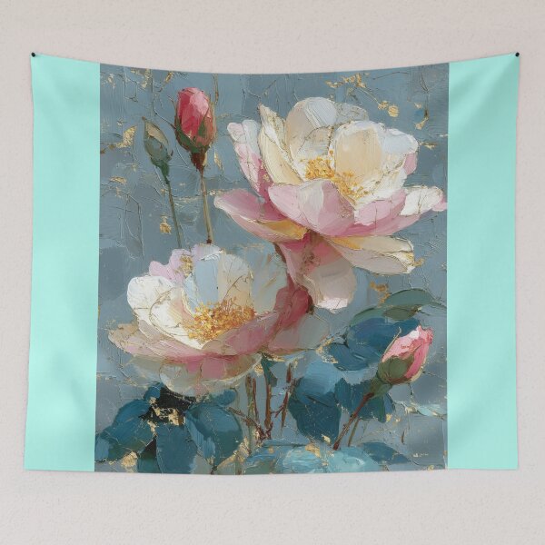 Item preview, Elegant Oil Painted Peonies with Gold Leaf Accents designed and sold by colorful-white.
