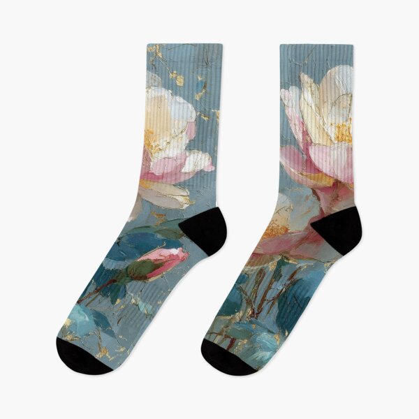 Item preview, Elegant Oil Painted Peonies with Gold Leaf Accents designed and sold by colorful-white.