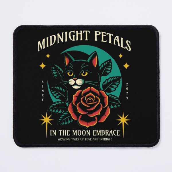Item preview, Midnight Petals Black Cat – Vintage Moon & Rose Tattoo Art designed and sold by GenZFashion000.
