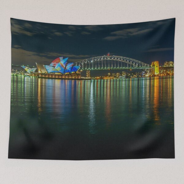 Item preview, Beautiful Sydney Harbour at Night (Vivid Sydney Festival), Sydney, NSW, Australia designed and sold by Ross.A.Campbell.