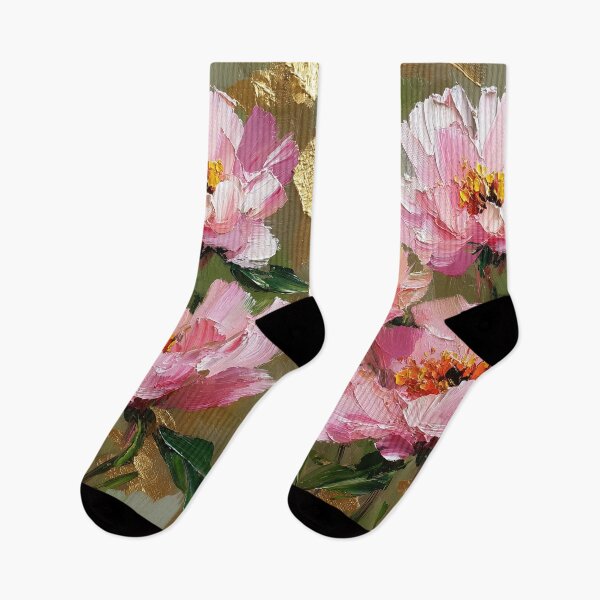 Item preview, Radiant Pink Peonies with Golden Impasto Texture designed and sold by colorful-white.
