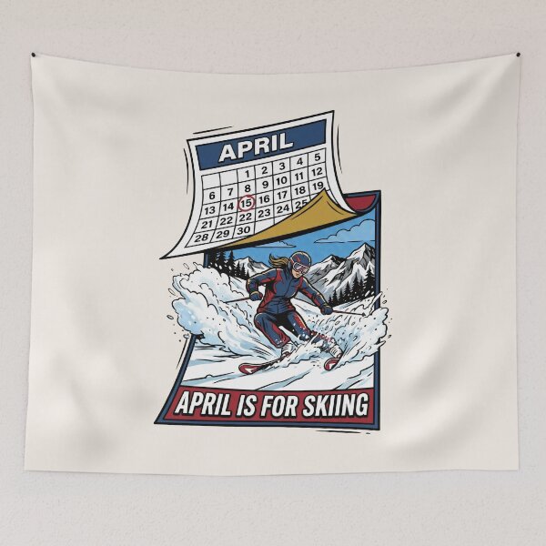 Item preview, Retro Skiing April is for Skiing Calendar designed and sold by SplashTastic.