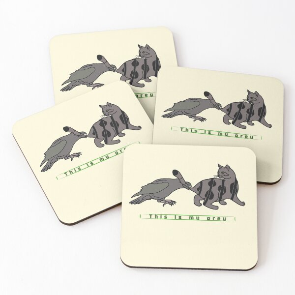 Item preview, Cat and Crow Hunt Tail Bite Illustration  designed and sold by LeshanArt.