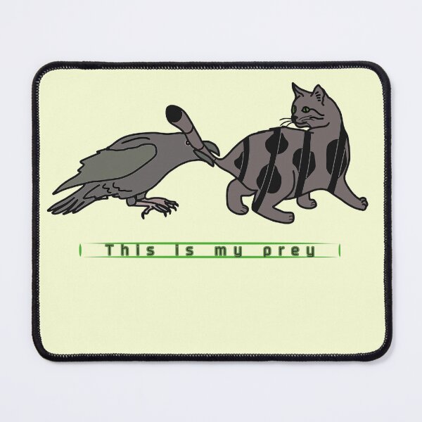 Item preview, Cat and Crow Hunt Tail Bite Illustration  designed and sold by LeshanArt.