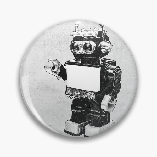 Item preview, Saturn TV Robot Vintage Tin Toy Dark Retro Art designed and sold by Ghoul Enterprises.