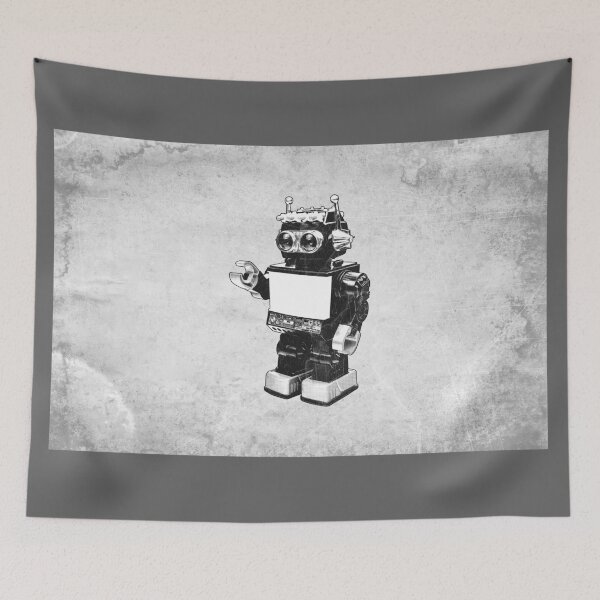Item preview, Saturn TV Robot Vintage Tin Toy Dark Retro Art designed and sold by Ghoul Enterprises.