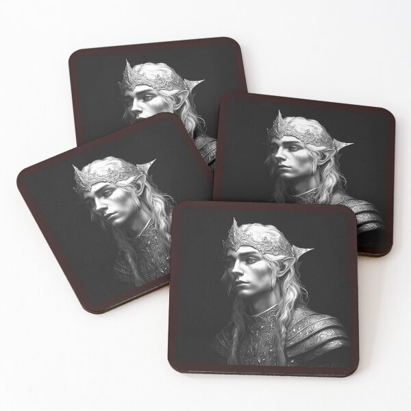 Item preview, Elven Prince Black and White Fantasy Portrait designed and sold by inkoutninja.