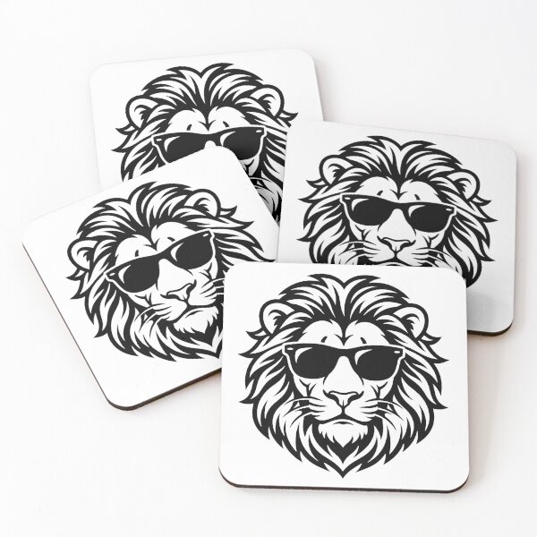 Item preview, Cool Lion with Sunglasses Black and White Illustration designed and sold by Ar0undTheW0rld.
