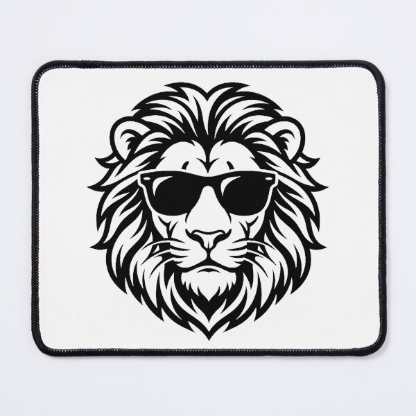 Item preview, Cool Lion with Sunglasses Black and White Illustration designed and sold by Ar0undTheW0rld.