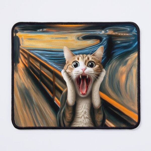 Item preview, Munch Scream Cat parody of Edvard Munch painting designed and sold by ArtUnova.