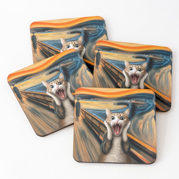 Item preview, Munch Scream Cat parody of Edvard Munch painting designed and sold by ArtUnova.
