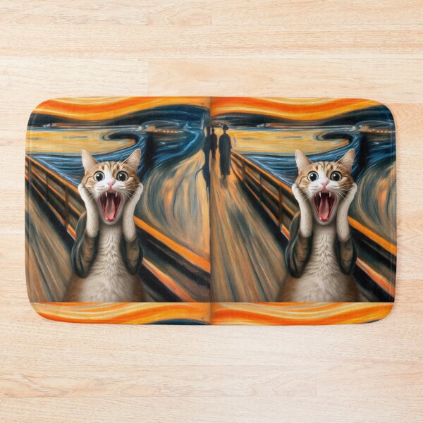 Item preview, Munch Scream Cat parody of Edvard Munch painting designed and sold by ArtUnova.