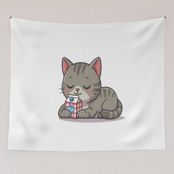 Item preview, Cute Cat Drinking Milk designed and sold by Ella_Sketch.