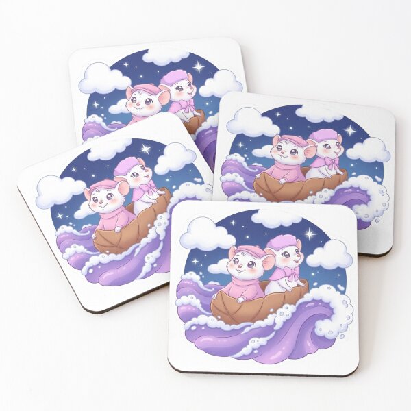 Item preview, Starry Night Adventure - Cute Mice Sailing in Leaf Boat designed and sold by BrynjáShop.
