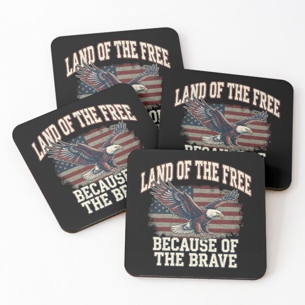 Item preview, Land of the Free Because of the Brave — Patriotic Bald Eagle American Flag Art, Memorial Day Gift designed and sold by Luminari Creations.
