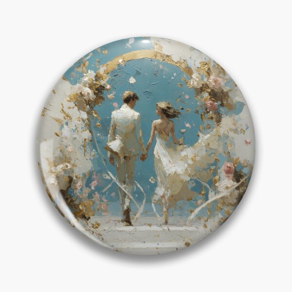 Item preview, Romantic Wedding Couple Dreamy Gold Impasto Art designed and sold by colorful-white.