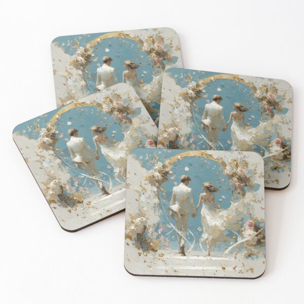 Item preview, Romantic Wedding Couple Dreamy Gold Impasto Art designed and sold by colorful-white.