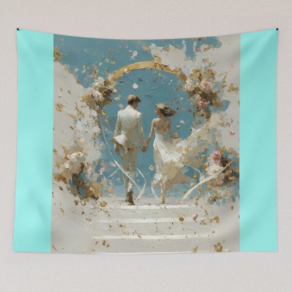 Item preview, Romantic Wedding Couple Dreamy Gold Impasto Art designed and sold by colorful-white.