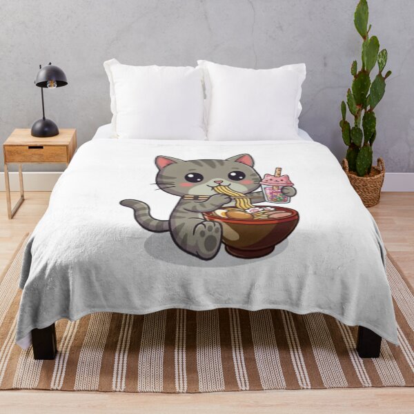Item preview, Cute Grey Cat Eating Ramen designed and sold by Ella_Sketch.