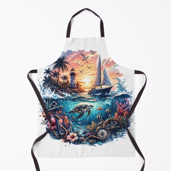 Item preview, Ocean Adventure Scene – Tropical Sea Turtle Sailing Nautical Design designed and sold by Erik Visnievskij.