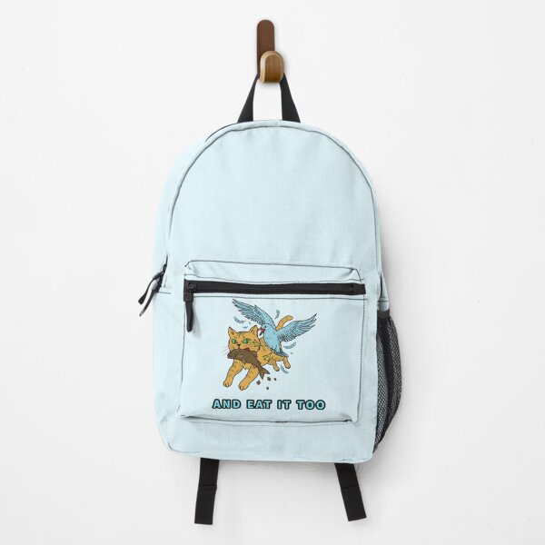 Item preview, Cat and Seagull Chaos Stealing Fish Illustration  designed and sold by LeshanArt.