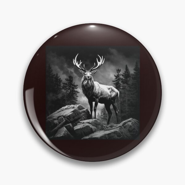 Item preview, Majestic Elk Forest Black and White Art designed and sold by inkoutninja.