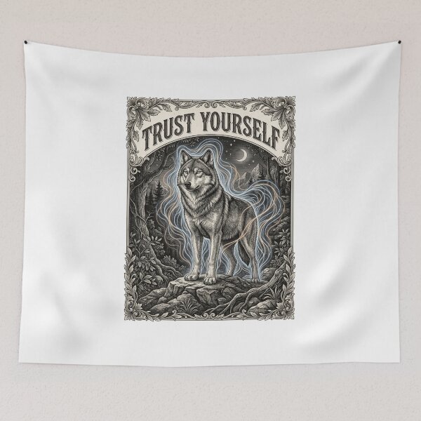 Item preview, Wolf Motivational Trust Yourself Graphic T-Shirt designed and sold by MaynyStudio.
