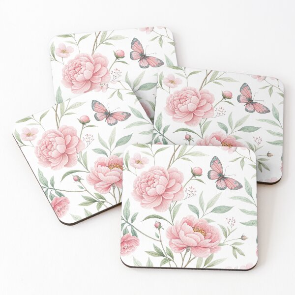 Artikelvorschau, Rosa Pfingstrosenmuster – Elegantes, nahtloses Vintage-Design mit botanischen Elementen entworfen und verkauft von Erik Visnievskij.