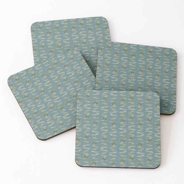Item preview, Eucalyptus Patterns with Aqua Background Realistic Botanic Patterns Organic & Geometric Striped Patterns designed and sold by TurningMoss.