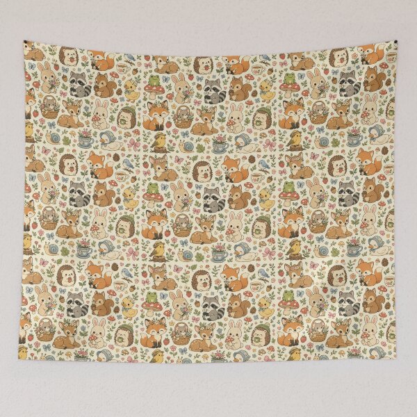 Item preview, Cute Cottagecore Forest Animals Pattern designed and sold by OrakArt.