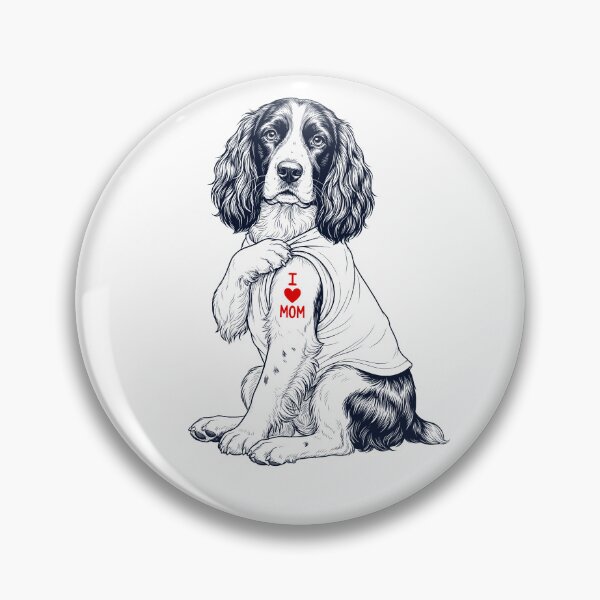 Artikelvorschau, Vintage-Tattoo mit englischer Springer Spaniel-Mama, Hundeliebhaberin entworfen und verkauft von TerryConnells.