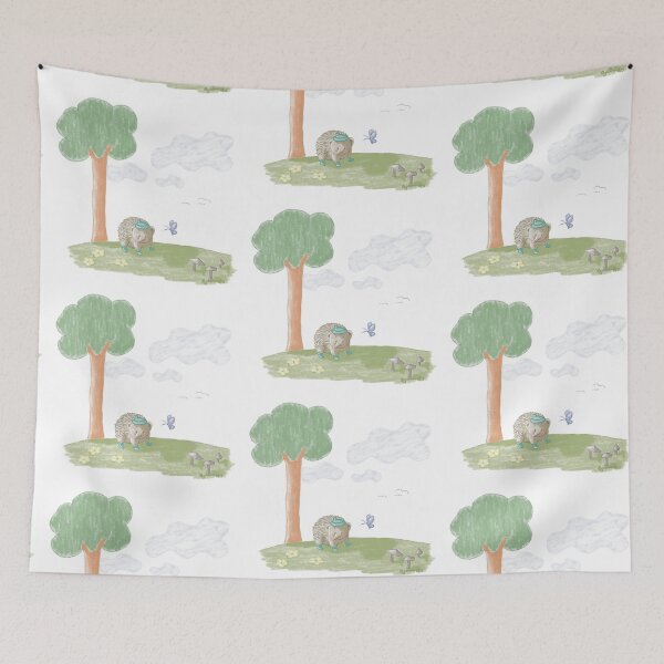 Item preview, Echidna Butterfly Mushrooms Flowers Tree Clouds Illustration designed and sold by Jaana Day.