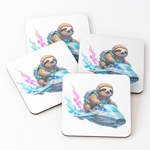Item preview, Funny Sloth Riding Futuristic Jet Speed Bike Sci-Fi Art designed and sold by AQUILAKREO.