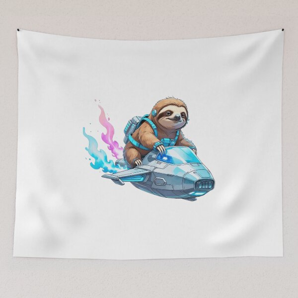 Item preview, Funny Sloth Riding Futuristic Jet Speed Bike Sci-Fi Art designed and sold by AQUILAKREO.
