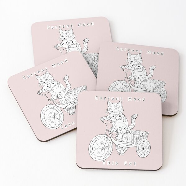 Item preview, Whimsical Patterned Cat on Tricycle Line Art  designed and sold by LeshanArt.