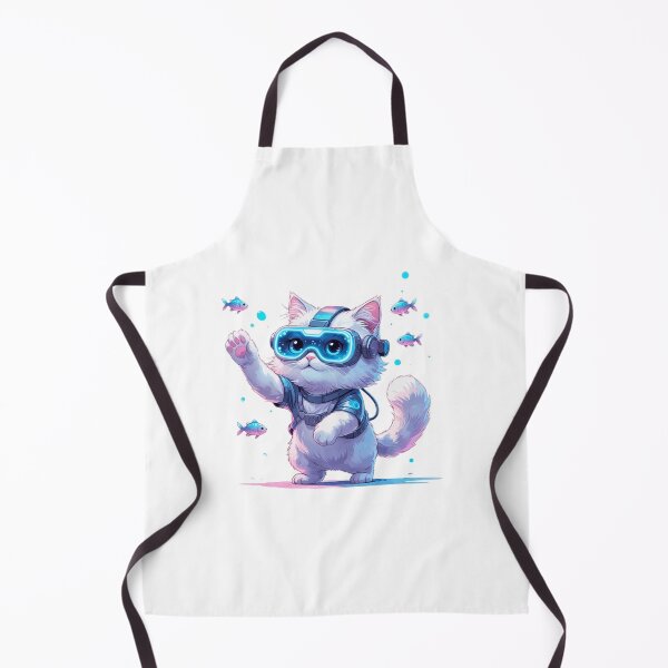 Item preview, Cute White Cat Playing with Virtual Fish VR Goggles Gamer Art designed and sold by AQUILAKREO.