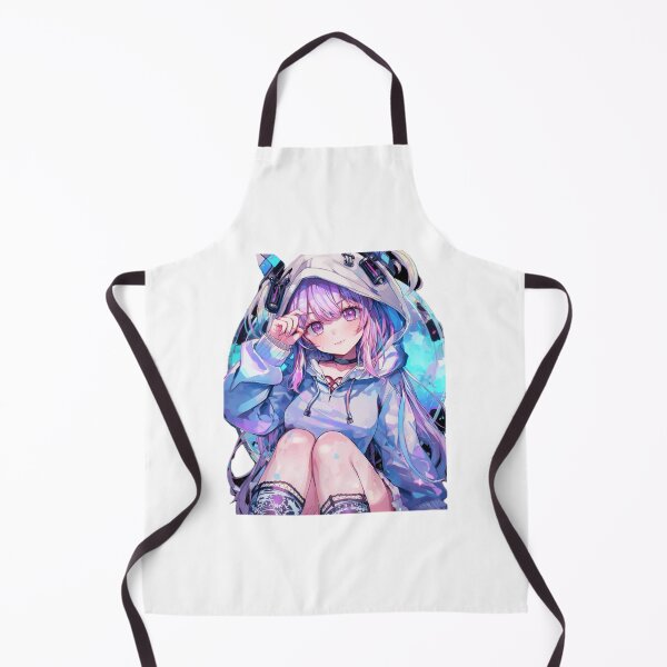 Item preview, Blue Neon E-Girl – Cyber Anime Aesthetic with Purple Hair designed and sold by AnimDream .