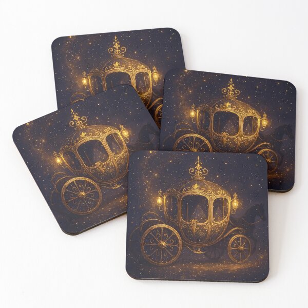 Item preview, ​Golden Magical Carriage under Starry Night Sky designed and sold by DarkLuxuryArt.