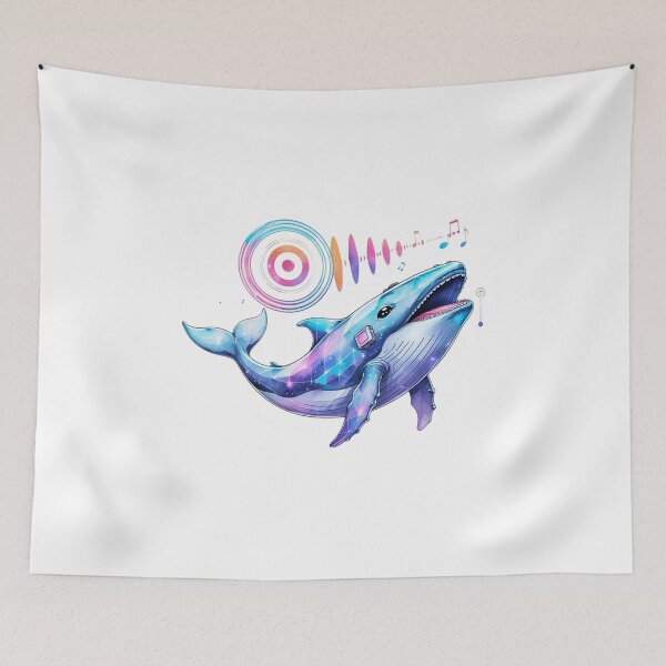 Item preview, Futuristic Cyber Whale with Geometric Sound Waves Music Art designed and sold by AQUILAKREO.